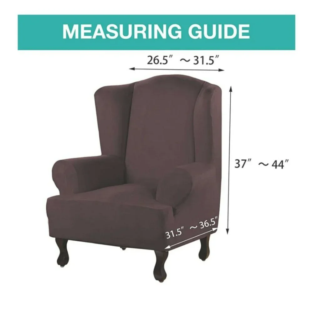 Turquoize Wing Chair Slipcover Suede Protector 1-Piece, Color Brown